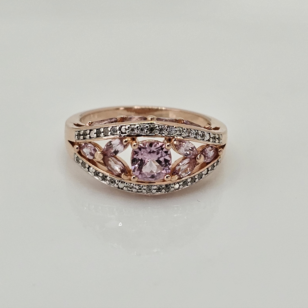 Natural Color Shift Garnet Ring 18K Rose Gold Vermeil Size 7.5! - Picture 7 of 8